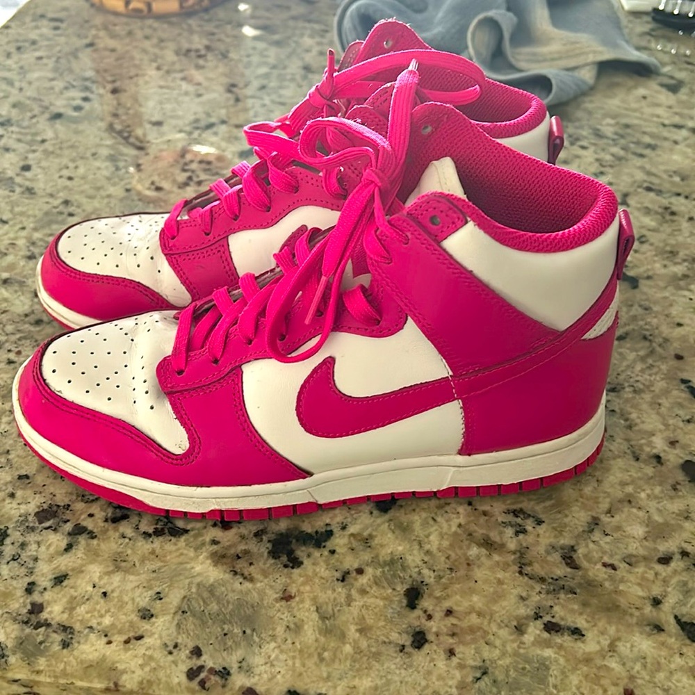 Hot Pink and White Nike Dunks